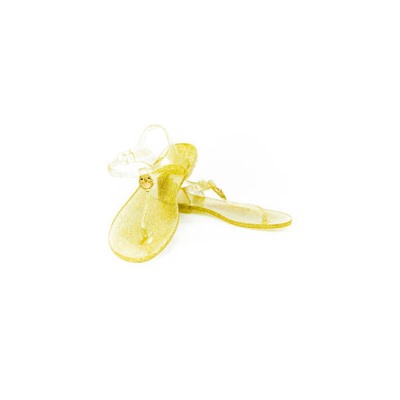 Сандалии Happy owl прозрачные с золотым глиттером от  Zhoelala  / Zhoelala Happy owl (little owl)  clear gold shimmer