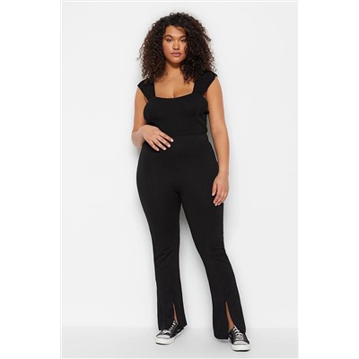 Trendyol Curve Siyah Skinny Yüksek Bel Paçası Fermuarlı Örme Pantolon TBBSS23AR00011