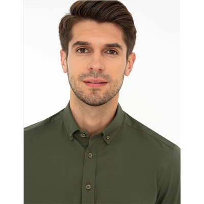Haki Regular Fit Uzun Kollu Gömlek