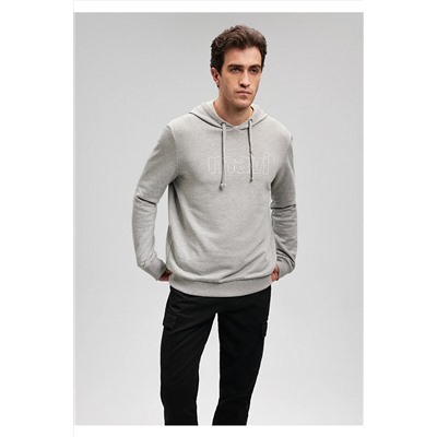 MaviLogo Baskılı Kapüşonlu Gri Sweatshirt 065606-28387
