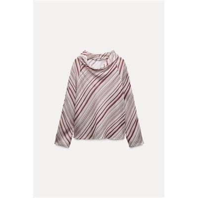 STRIPED DRAPED BLOUSE - ZW COLLECTION