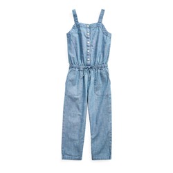 GIRLS 2-6X Indigo Chambray Jumpsuit