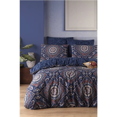 Ev & Ev Home Kolay Ütülenir Nevresim Takımı Çift Kişilik Varak Lacivert Ep-028725