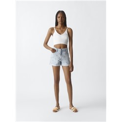 EMBROIDERED DENIM SHORTS