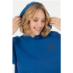 Kadın Saks Kapüşonlu Sweatshirt
