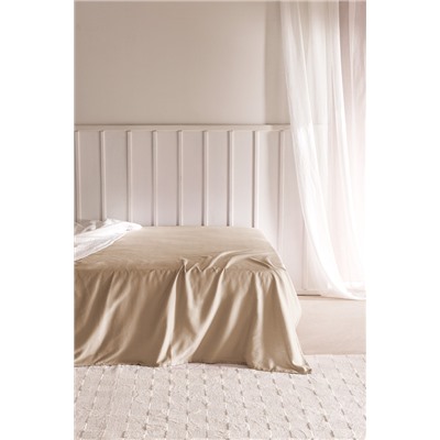 Ciel King Size %100 Pamuk Lastiksiz Saten Çarşaf - Bej