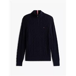 Cable Knit Mockneck Quarter-Zip Sweater
