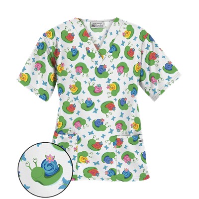 UA I Feel Pretty White Print Scrub Top