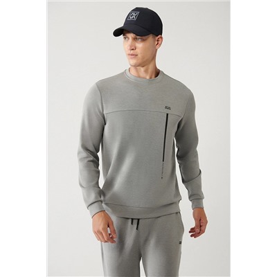 Avva Erkek Gri Soft Touch Bisiklet Yaka Baskılı Standart Fit Normal Kesim Sweatshirt A32y1285 A32Y1285