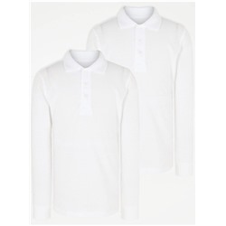 Regular Fit Long Sleeve School Polo Shirts 2 Pack