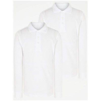 Regular Fit Long Sleeve School Polo Shirts 2 Pack