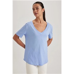 Defacto Regular Fit V Yaka Kısa Kollu %100 Pamuk Tişört W9578AZ23SM