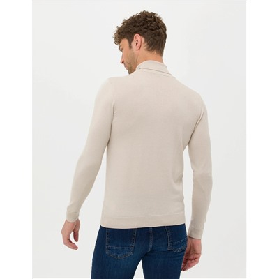 Kum Melanj Slim Fit Balıkçı Yaka Basic Triko Kazak