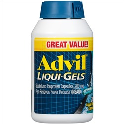 Advil Liqui-Gels Pain Reliever and Fever Reducer, Solubilized Ibuprofen 200mg, 200 Count, Liquid Fast Pain Relief