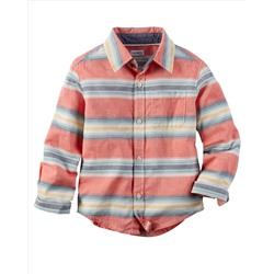 Striped Button-Front Shirt