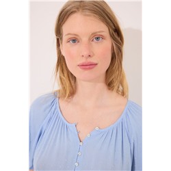 Camisón corto "maternity" viscosa azul