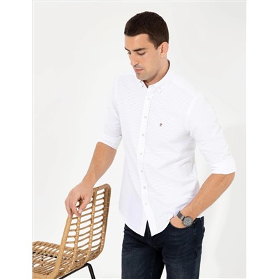 Bej Slim Fit Uzun Kollu Gömlek