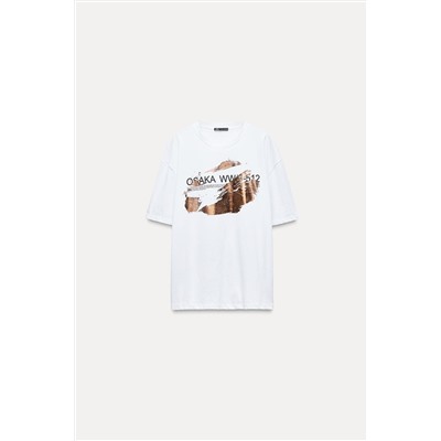 T-SHIRT WITH METALLIC PRINT