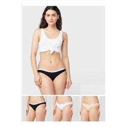 U.S. Polo Assn.Kadın Likralı Pamuklu Çok Renkli 3'lü Slip Külot