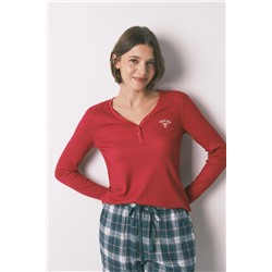 Camiseta manga larga waffle rojo