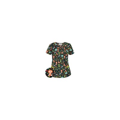 UA Day At The Zoo Black Print Scrub Top