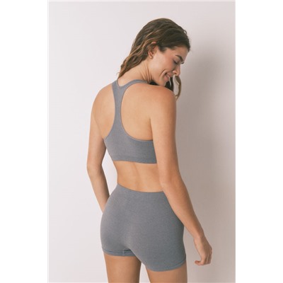 Pantalón corto canalé gris claro