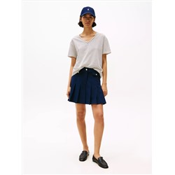 Linen-Blend Stripe V-Neck Top
