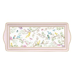 Блюдо, 35х15 см, фарфор P, прямоугольное, белое, Цветы и птицы, Birds Melody, 62835