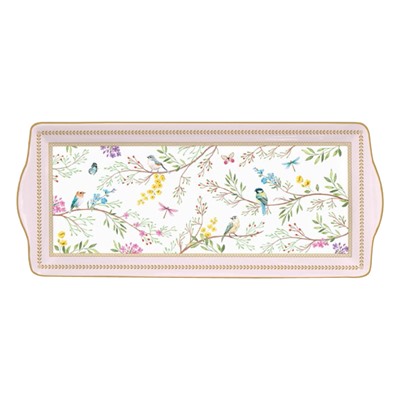 Блюдо, 35х15 см, фарфор P, прямоугольное, белое, Цветы и птицы, Birds Melody, 62835