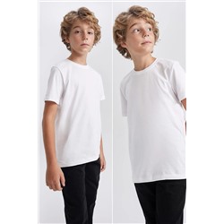 Defacto Erkek Çocuk Regular Fit Bisiklet Yaka 2'li Kısa Kollu Tişört X8801A623AU