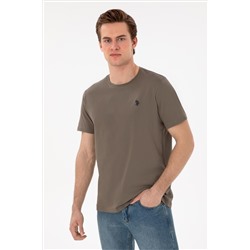 Erkek Regular Fit Bisiklet Yaka Vizon Basic Tişört