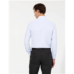 Açık Mavi Slim Fit Armürlü Uzun Kollu Gömlek