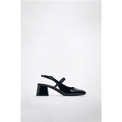 PATENT-FINISH BLOCK-HEEL SHOES