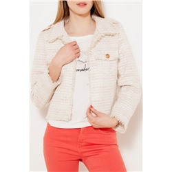 Chaqueta de tweed Blanco roto y rosa