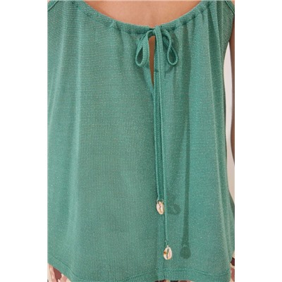 Camiseta tirantes canalé verde