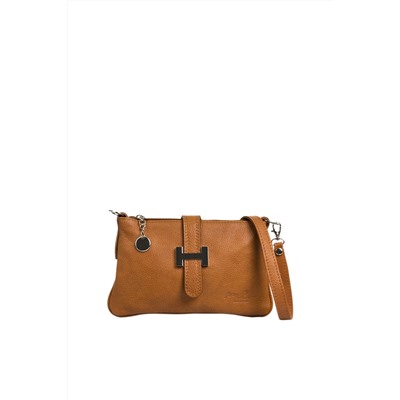 Bandolera de piel Camel y plateado - Firenze Artegiani