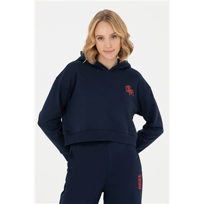 Kadın Lacivert Kapüşonlu Sweatshirt