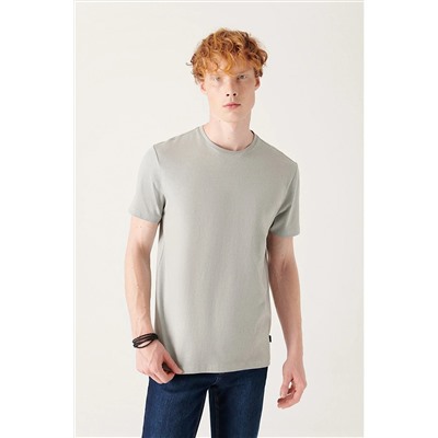 Avva Erkek Gri %100 Pamuk Nefes Alan Bisiklet Yaka Slim Fit T-shirt E001000