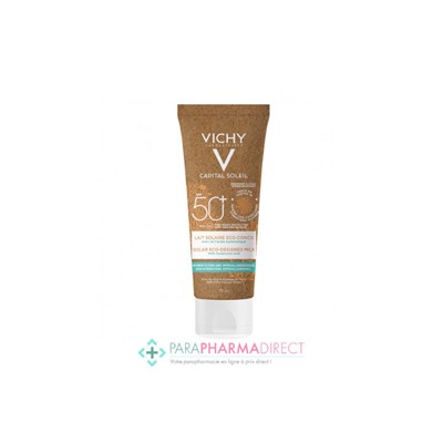 Vichy Capital Soleil SPF50+ Lait Solaire Très Haute Protection Eco-conçu Visage et Corps 75ml FORMAT VOYAGE