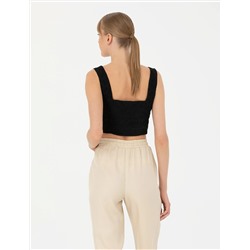 Siyah Crop Top Bluz