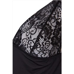 Siyah Pencere/Cut Out Detaylı İp Askılı Örme Büyük Beden Babydoll TBBAW25DH00000