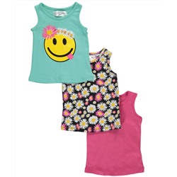 PINK VELVET LITTLE GIRLS' TODDLER “HAPPY FACE” 3-PACK TANK TOPS