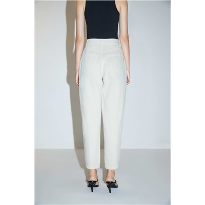 Vaquero mom fit de tiro alto Blanco