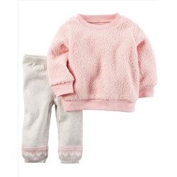 2-Piece Sherpa Top & Sweater Pant Set