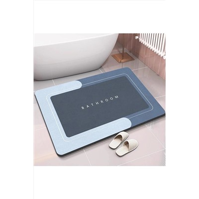 BLUE SİDE Dikdörtgen Banyo Paspası Süper Emici Banyo Paspası Yumuşak Küvet Yan Halı Kaymaz Duş Matı tyc45