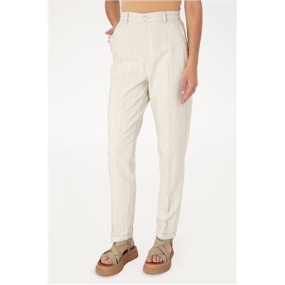 Kadın Su Yeşili Carrot High Waist Kanvas Pantolon