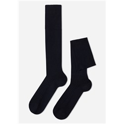 Lange gerippte Herrensocken mit Fil d‘Ecosse