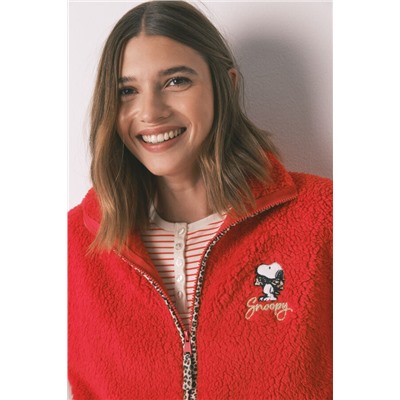 Bata corta borreguito rojo bordado Snoopy