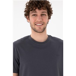Erkek Regular Fit Bisiklet Yaka Antrasit Basic Tişört