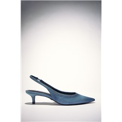 DENIM HEELED SLINGBACK SHOES